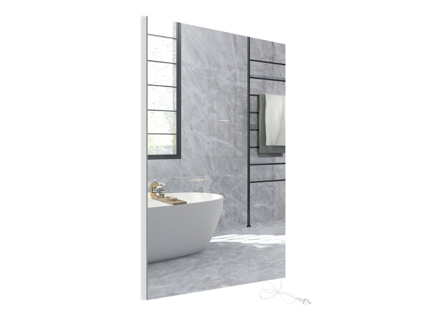 Zrcadlový infrapanel MIRROR 580W | Výhřevnost 10,5 m2 | 100x60 cm | WiFi termostat | Dálkový ovladač | Zrcadlo na šířku
